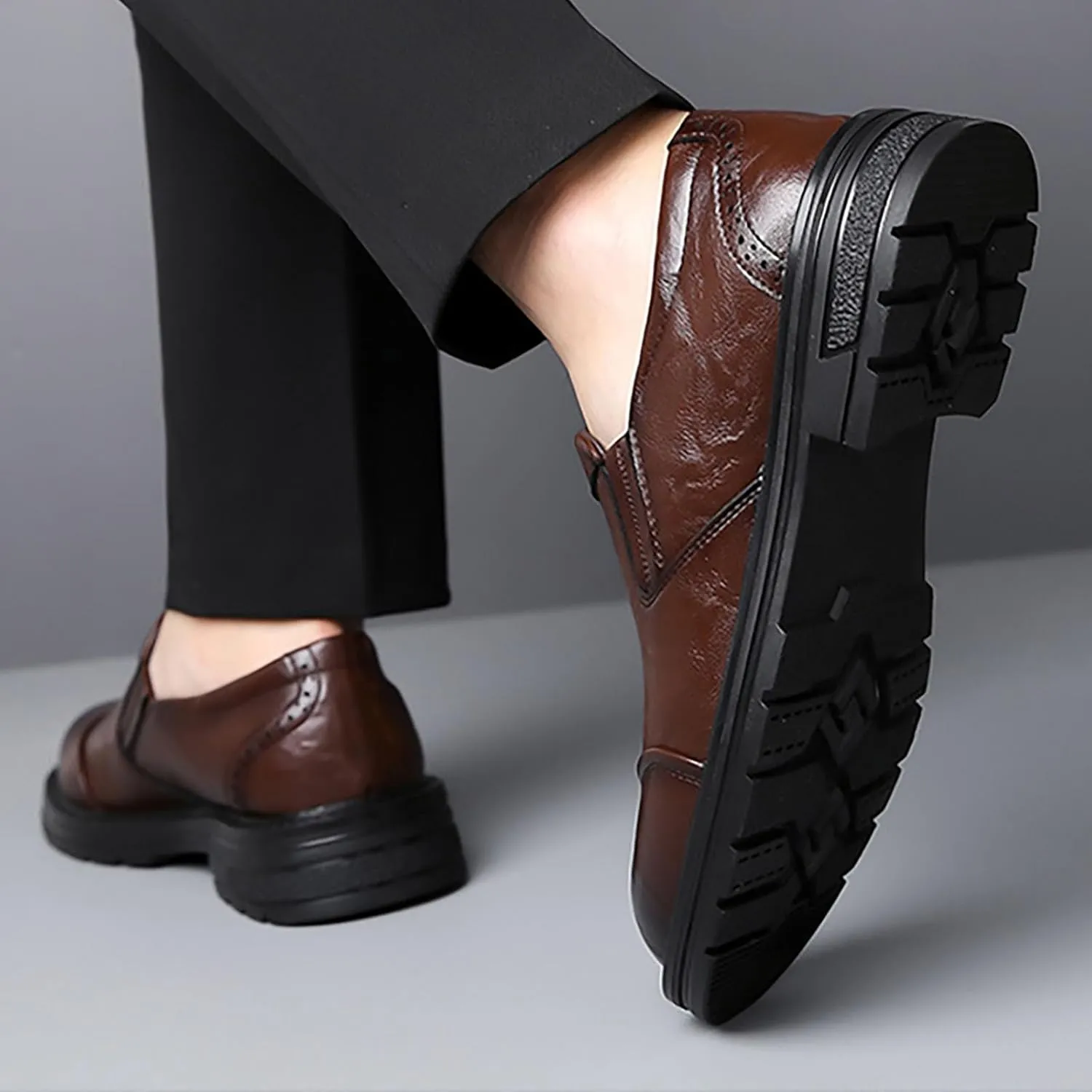 Mens Casual Dress Shoes Quality Breathable Slip On Leather Shallow Soft Leather Office Business Shoes Driving