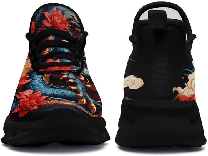 Mens Dragon Running Shoes Breathable Cushion Non Slip Outdoor Sports Walking Sneaker Tennis Jogging Training Tennis Shoes