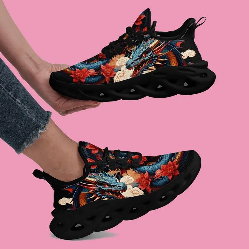 Mens Dragon Running Shoes Breathable Cushion Non Slip Outdoor Sports Walking Sneaker Tennis Jogging Training Tennis Shoes