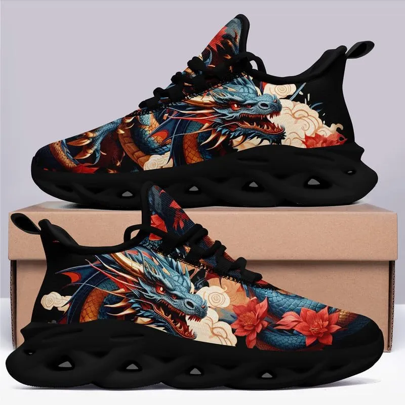 Mens Dragon Running Shoes Breathable Cushion Non Slip Outdoor Sports Walking Sneaker Tennis Jogging Training Tennis Shoes