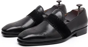 Men's Dress Leather Shoes Formal Oxford Shoes for Men Round Toe Casual Business Leather Shoes Comfortable Wedding Shoes Slip On Leather Driving Shoes,Black,6.5US/38EU