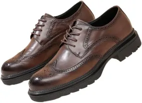 Men's Genuine Leather Lace Up Oxfords Comfort Wide Round Toe Non-Slip Dress Shoes for Driving Walking Wedding Outdoor Indoor Size