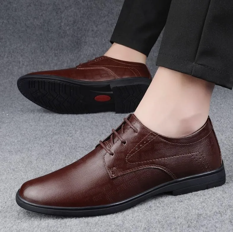 Men's Genuine Leather Oxford Dress Shoes - Classic Patent Leather Formal Business Casual Footwear for Office & Parties