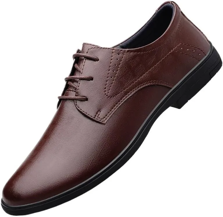 Men's Genuine Leather Oxford Dress Shoes - Classic Patent Leather Formal Business Casual Footwear for Office & Parties