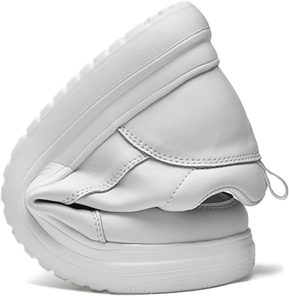 Men's Invisible Height Increasing Leather Sneakers Classic Lace Up 3.9 Inches Taller Fashion Elevator Shoes Breathable Casual Shoes