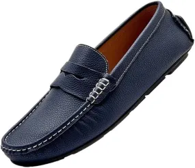 Men's Loafers - Round Toe Solid Color Faux Leather Loafers, Flexible Lightweight Comfortable Slip-Ons for Driving, Casual, and Wedding Wear