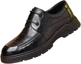 Mens Oxfords Casual Business Round Toe Non-Slip Platform Comfortable Block Heel for Driving Daily Work Office