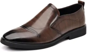 Men's Perforated Breathable Slip - On Loafers, Leather Dress Shoes with Pointed Toe, Derby Style. Ideal for Outings, Parties, Weddings and Other Formal Occasions