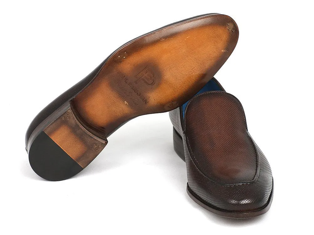 Paul Parkman Perforated Leather Loafers Brown
