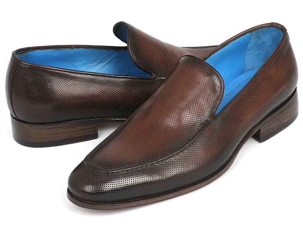 Paul Parkman Perforated Leather Loafers Brown