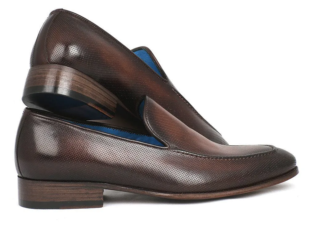 Paul Parkman Perforated Leather Loafers Brown