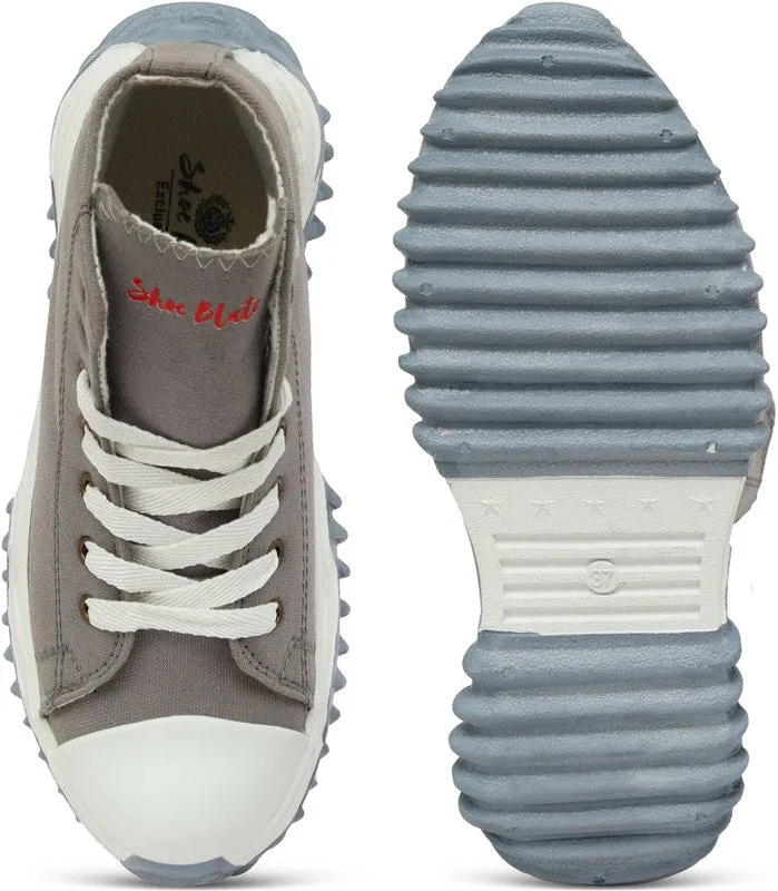 SHOE BLATE Women and Girls Latest Collection Stylish Casual Shoes Sneakers High Tops For Women (Grey , 4)