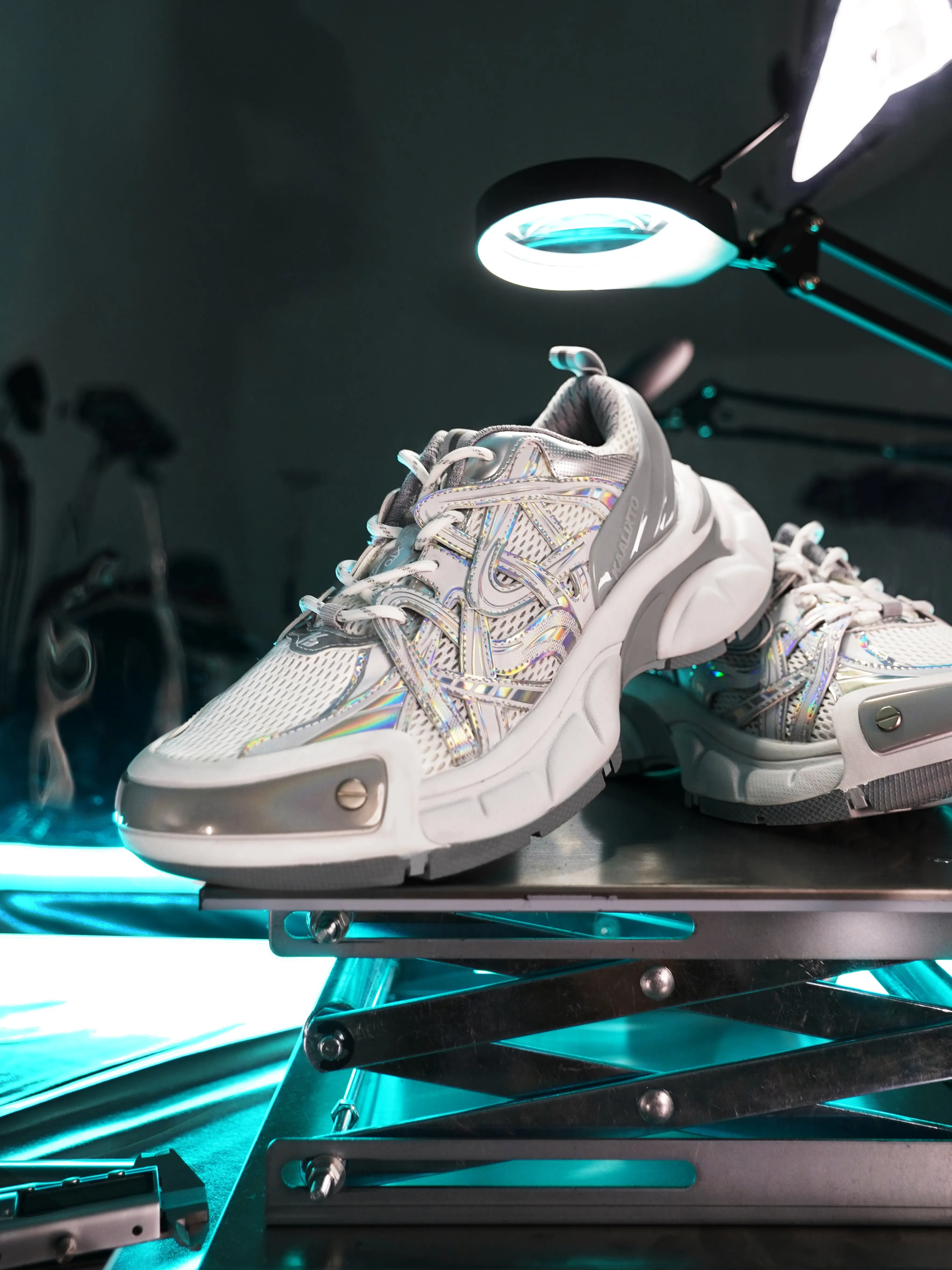 Silver Thick-Soled Height-Enhancing Breathable Sports Dad Shoes