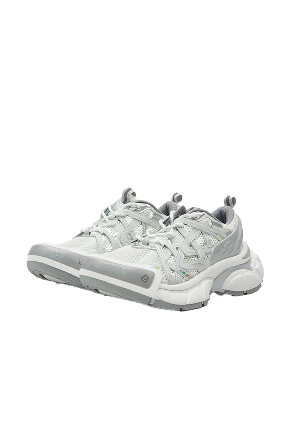 Silver Thick-Soled Height-Enhancing Breathable Sports Dad Shoes