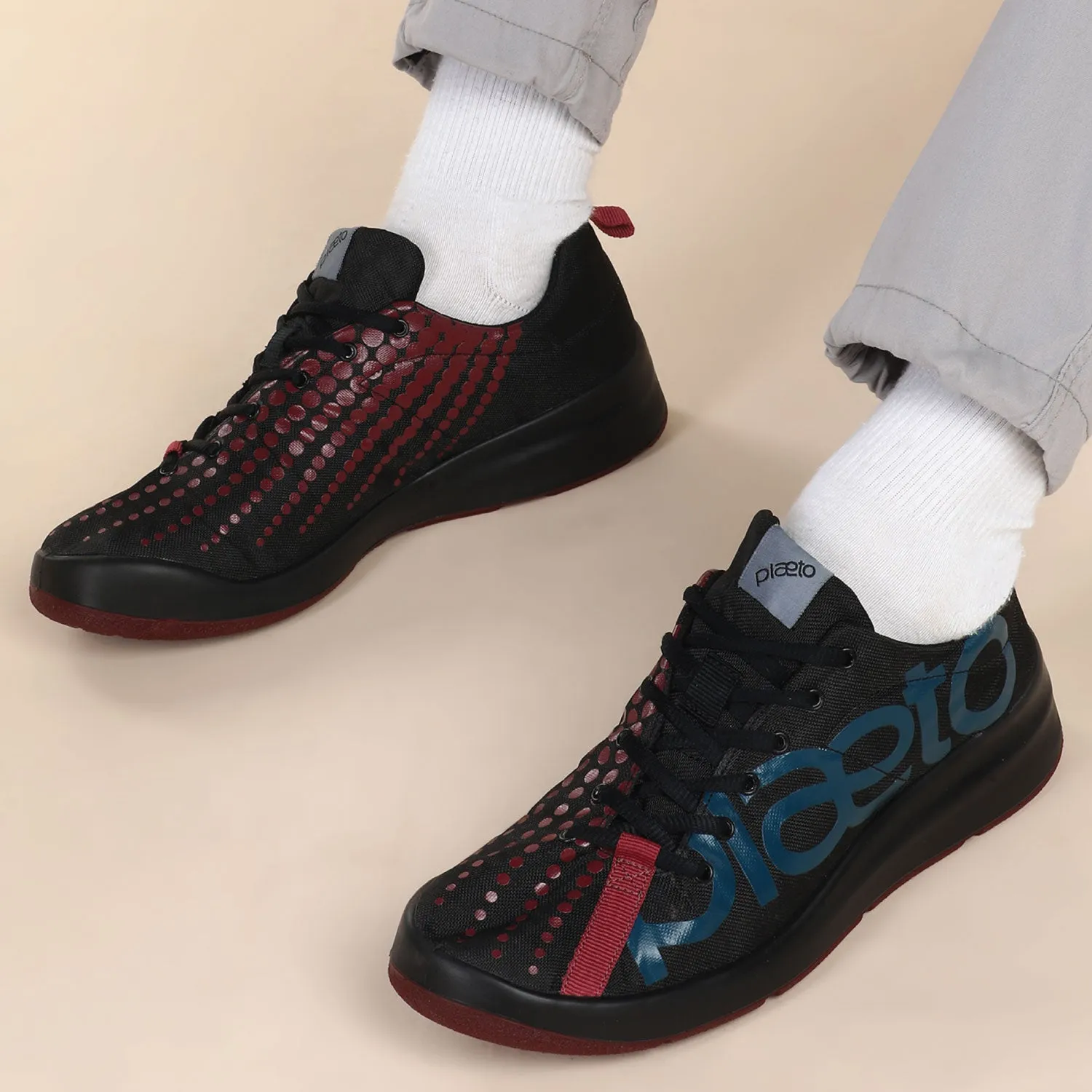 Slam Men's Sports Shoes - Black / Burgundy