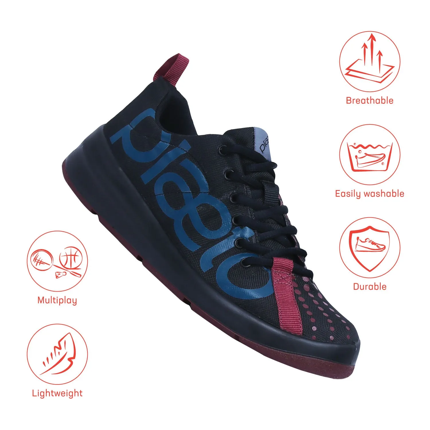 Slam Men's Sports Shoes - Black / Burgundy