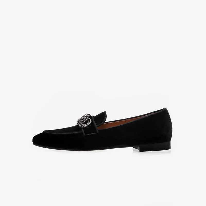 Suede Leather Metal Details Loafer